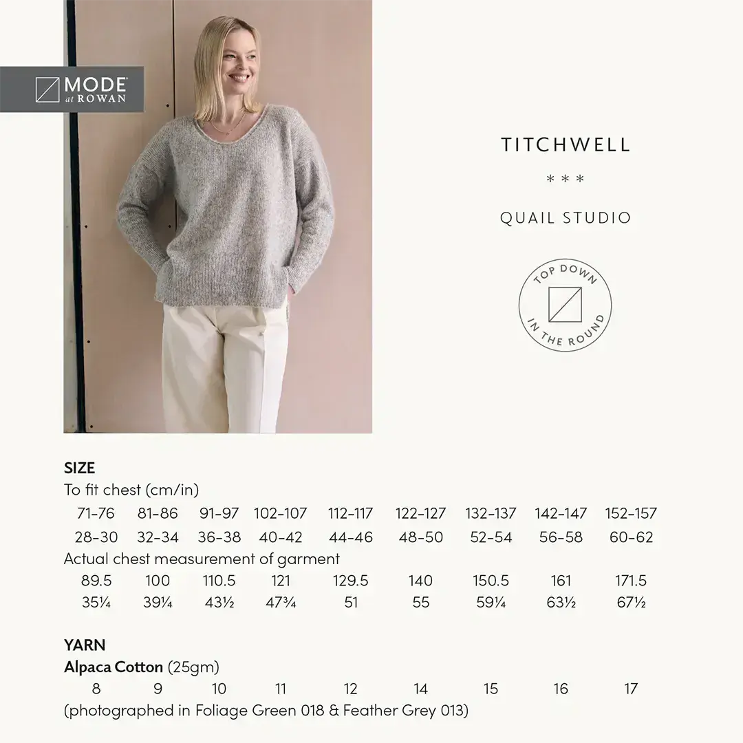 Rowan Mode Titchwell Sweater Pattern by Quail Studio