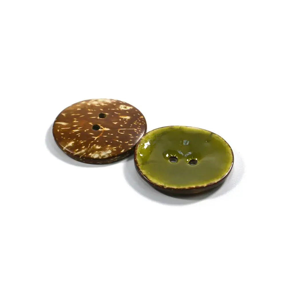 Set of 2 Coloured Coconut Buttons [W231] 23mm