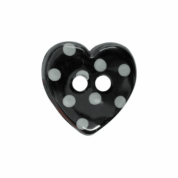 Set of 4 Polka Dot Love Heart Buttons [K788] 15mm