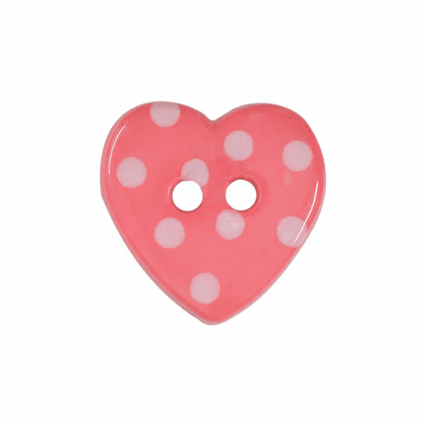 Set of 4 Polka Dot Love Heart Buttons [K788] 15mm