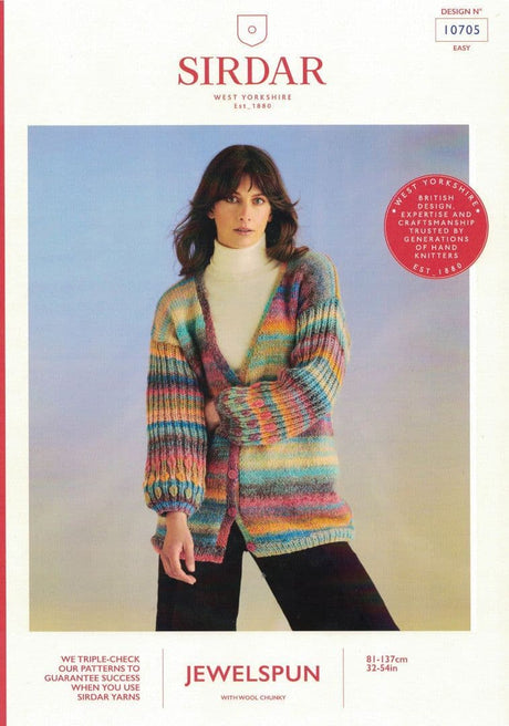 Sirdar Jewelspun Chunky Cardigan Pattern 10705