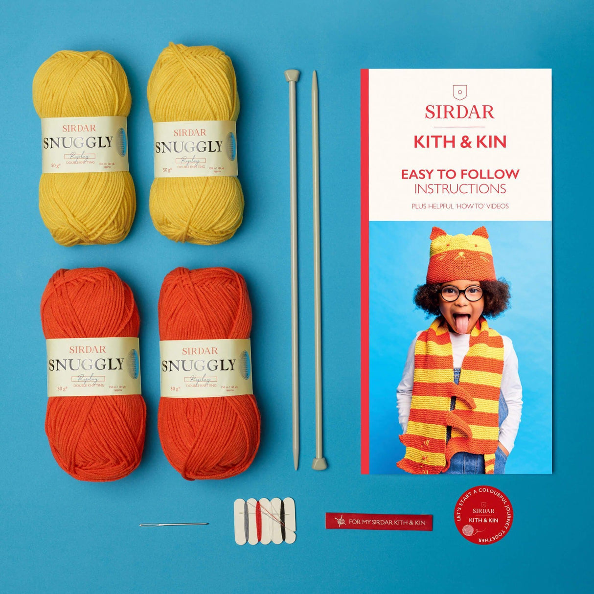 Sirdar Kith & Kin Knitting Kit - Stripey Cat Scarf & Hat