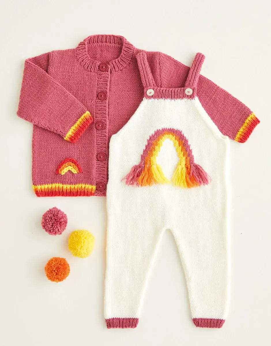 Sirdar Snuggly DK Knit/Crochet Cardigan, Hat, Blanket,  Dungarees Over the Rainbow Book 555