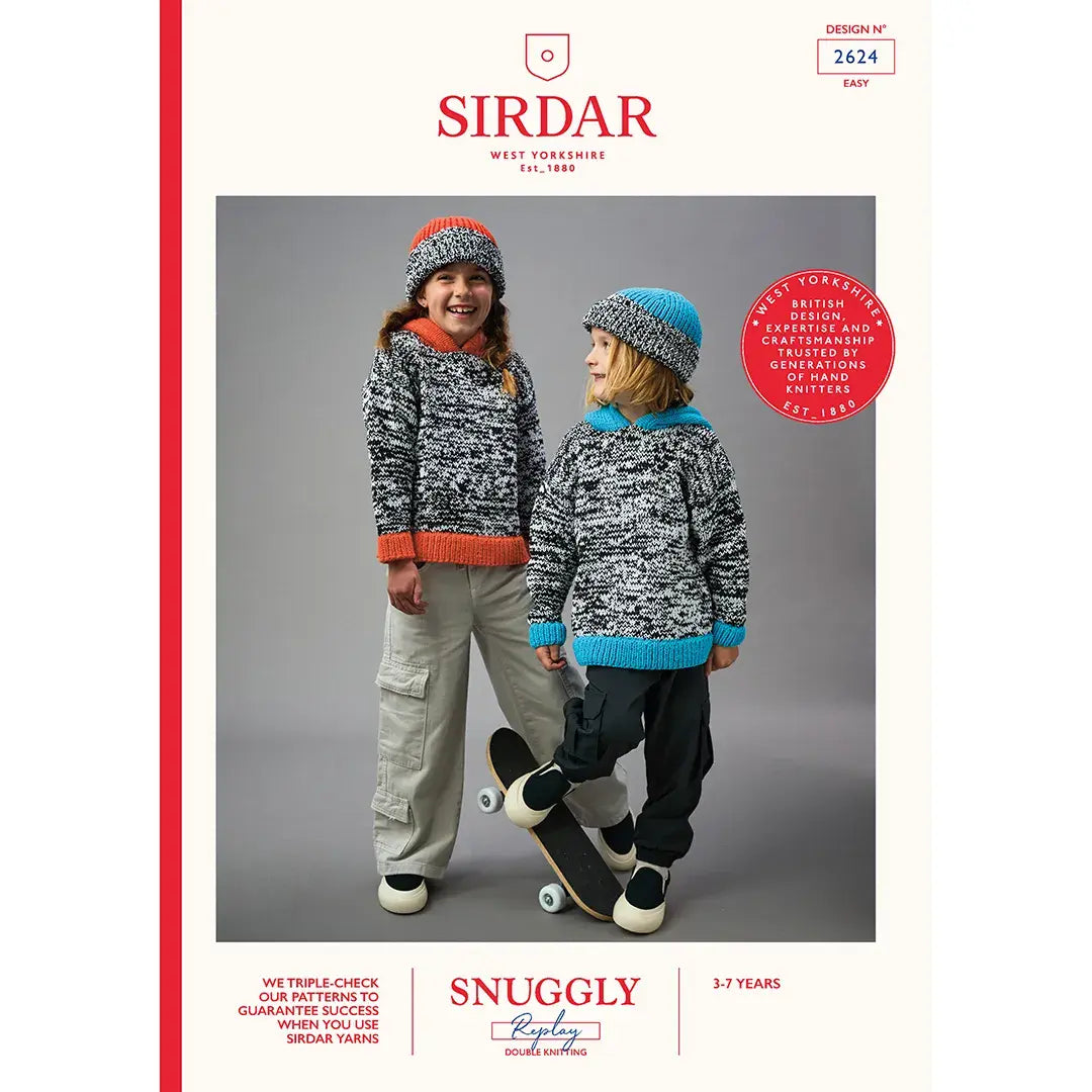 Sirdar Snuggly Replay DK Hang Five Kids Hoodie Pattern 2624