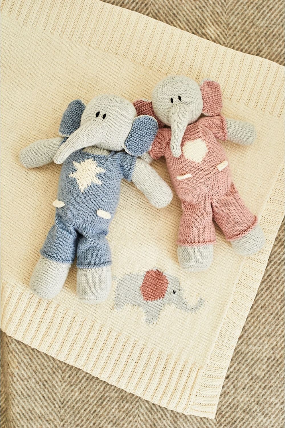 Stylecraft Adam & Astrid Elephant Toy & Blanket Pattern 9854