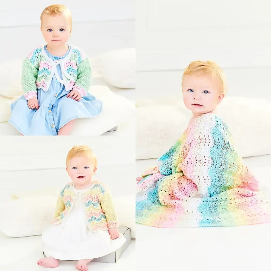 Stylecraft Baby Sparkle DK Blanket & Cardigan Pattern 9995