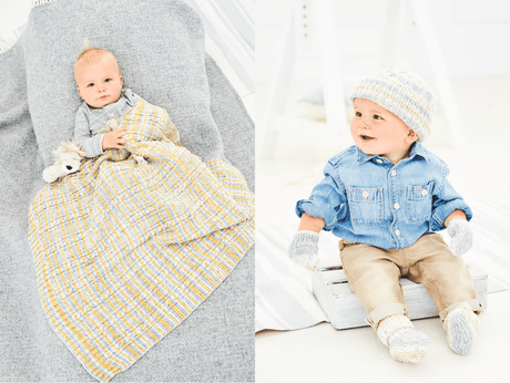 Stylecraft Bambino Prints DK Blanket, Hat & Mitts Pattern 9748