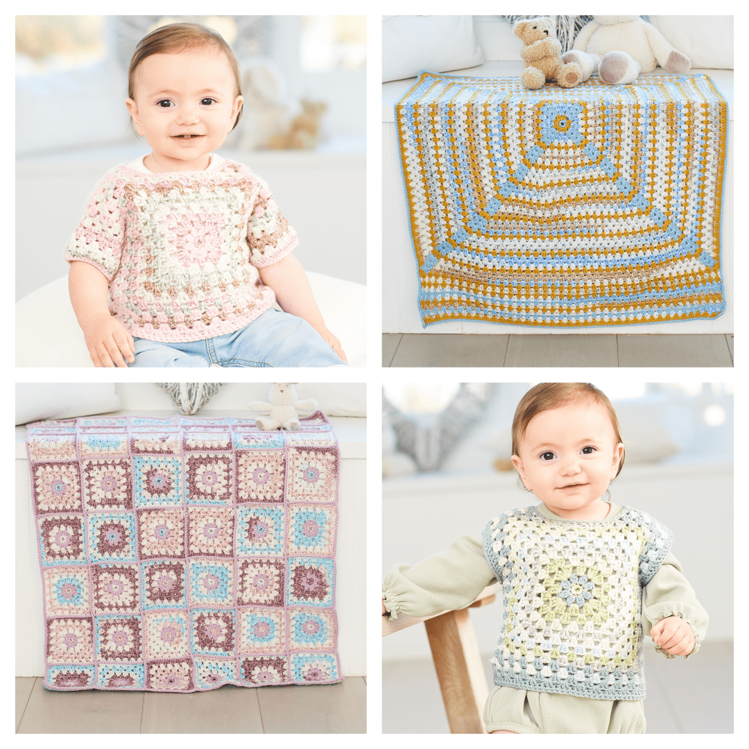 Stylecraft Bambino Prints DK Crochet Tops & Blankets Pattern 10065