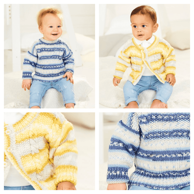 Stylecraft Bambino Prints DK Sweater & Cardigan Pattern 9844