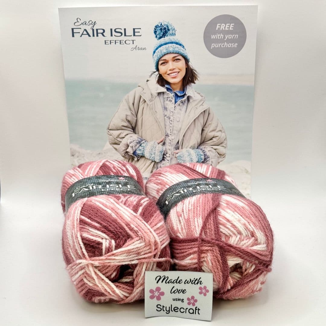 Stylecraft Easy Fair Isle Effect Aran Hat & Mitts Kit