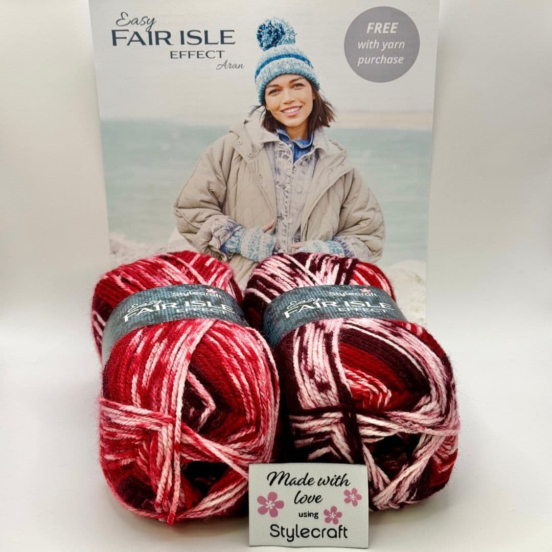 Stylecraft Easy Fair Isle Effect Aran Hat & Mitts Kit