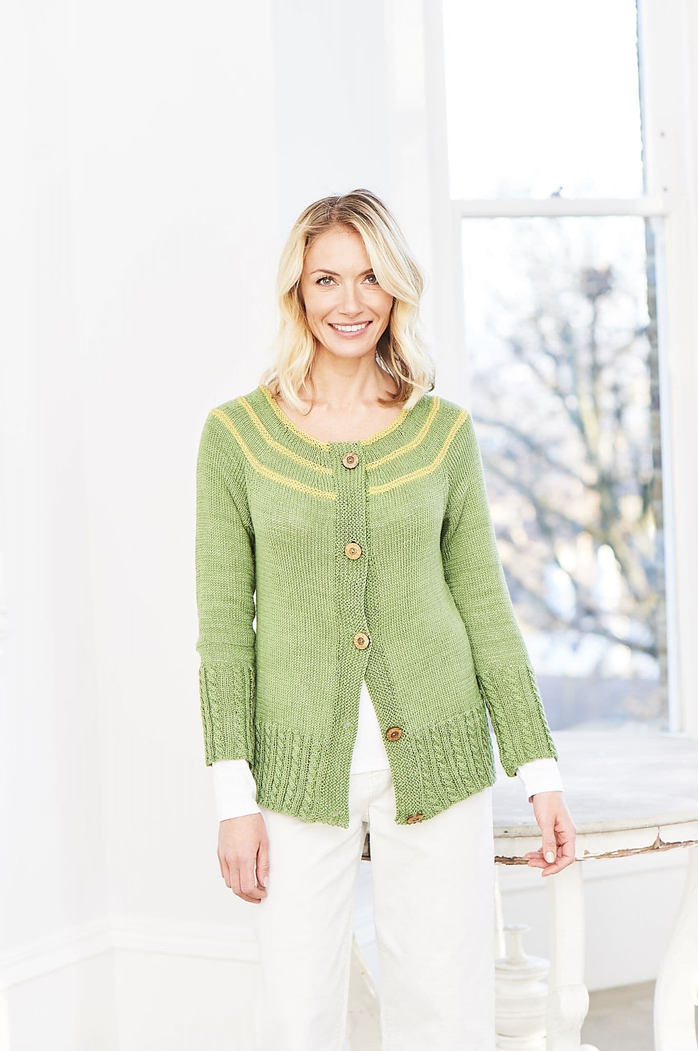 トップス Bamboo Basket Pattern Knitted Cardigan stylecraft-naturals-bamboo-