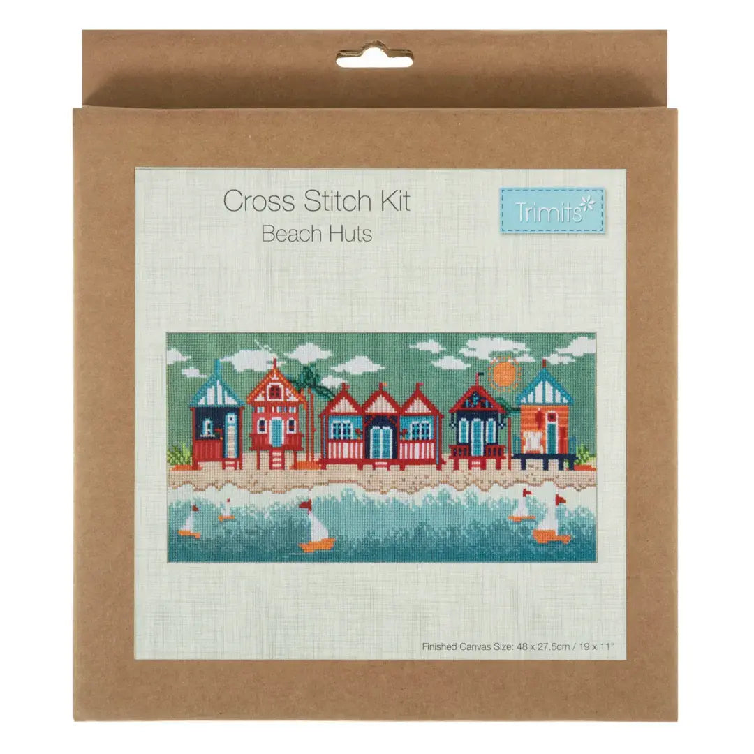 Trimits Counted Cross Stitch Kit - Beach Huts 40 x 19.6cm