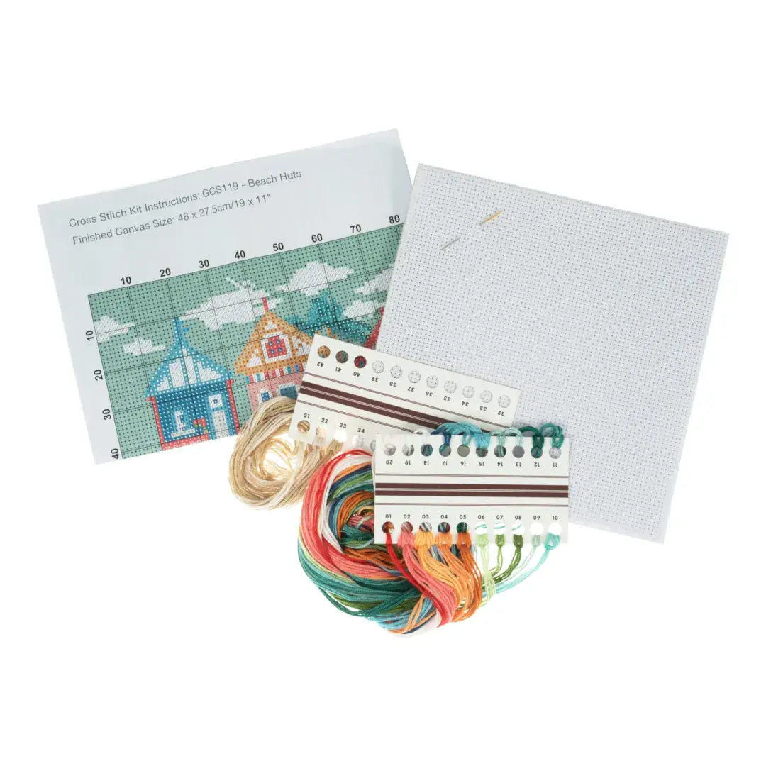 Trimits Counted Cross Stitch Kit - Beach Huts 40 x 19.6cm