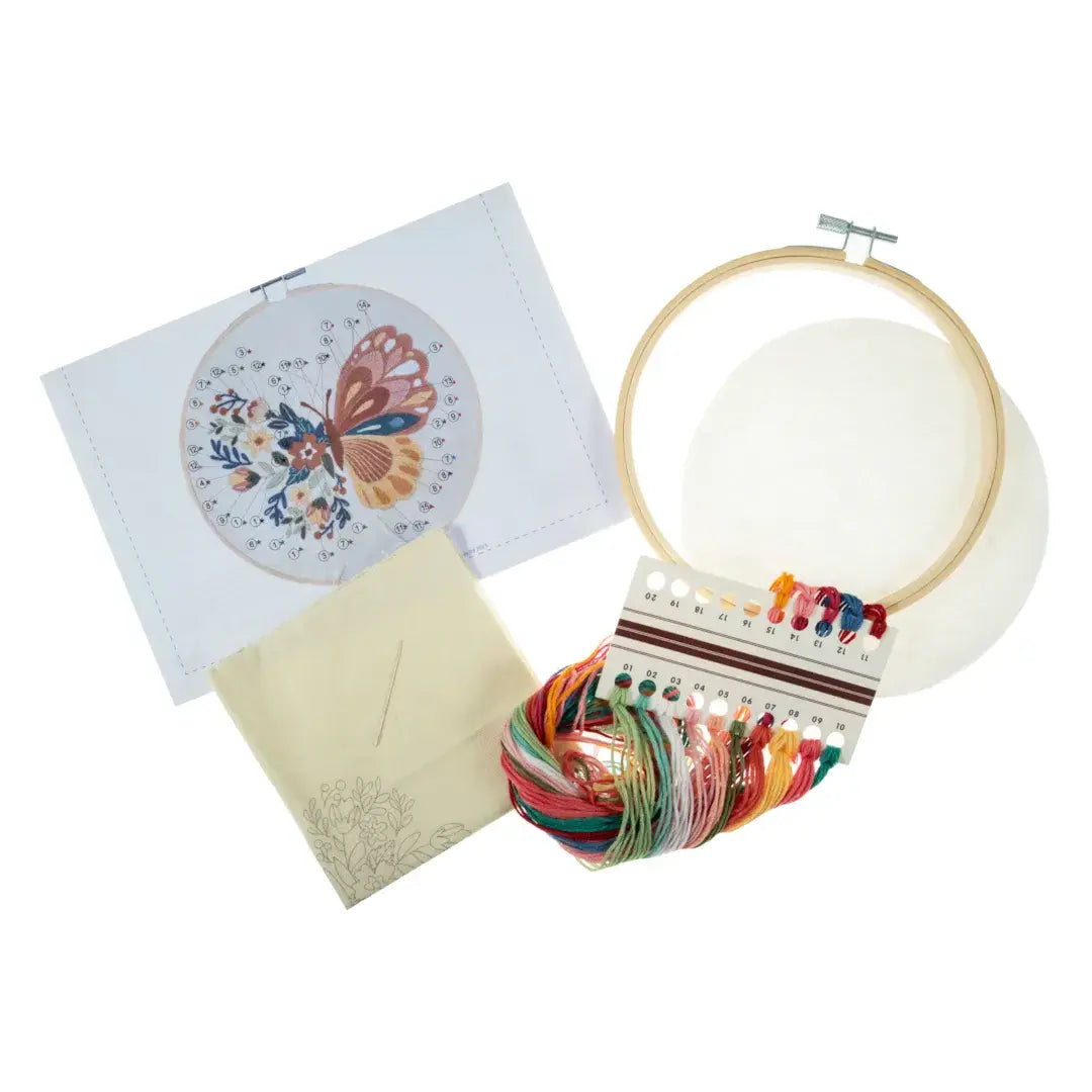 Trimits Embroidery Kit - Floral Butterfly 25 x 25cm