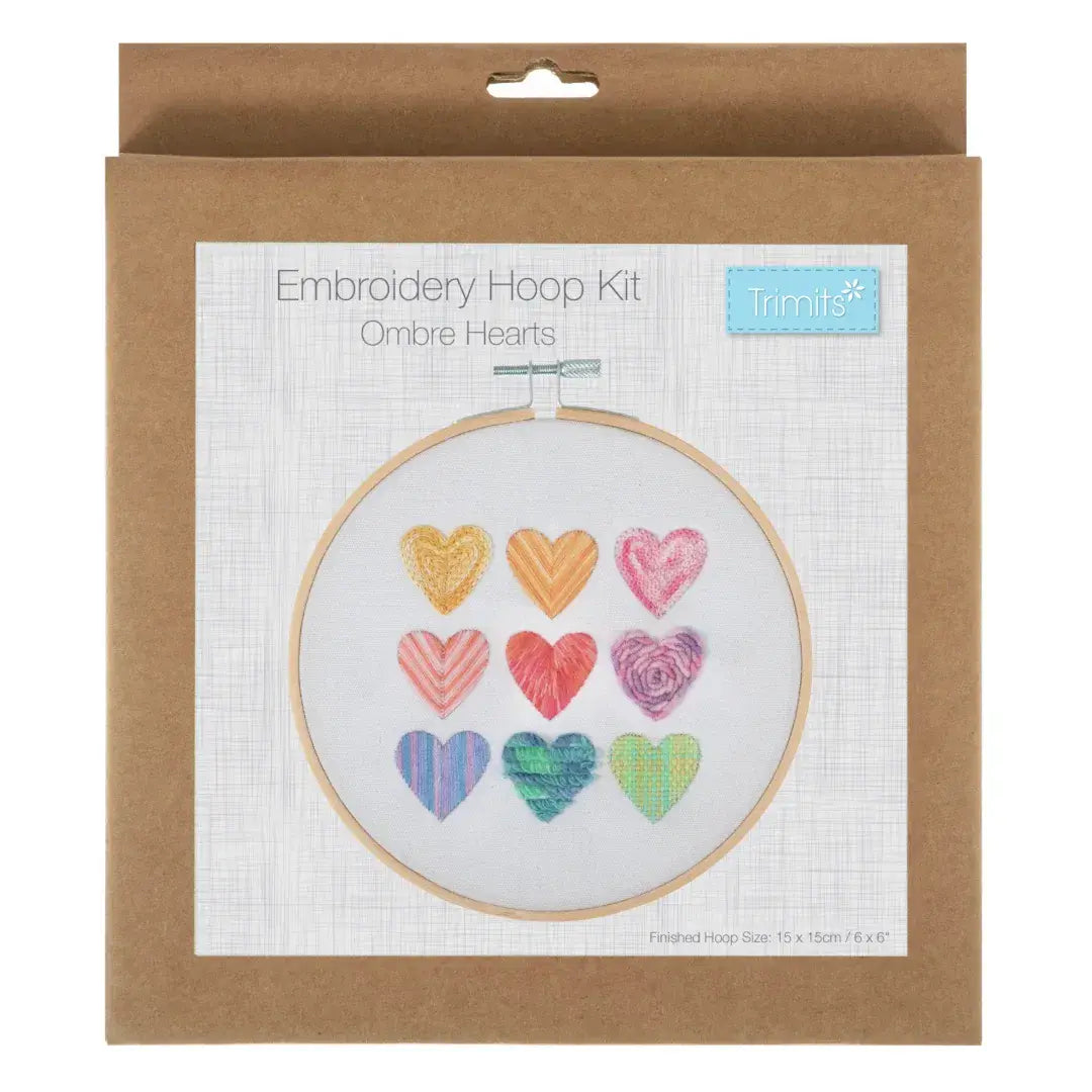 Trimits Embroidery Kit - Ombre Hearts 25 x 25cm