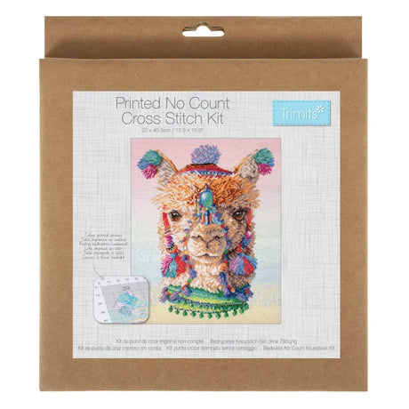 Trimits Printed Cross Stitch Kit - Alpacas 40 x 47cm