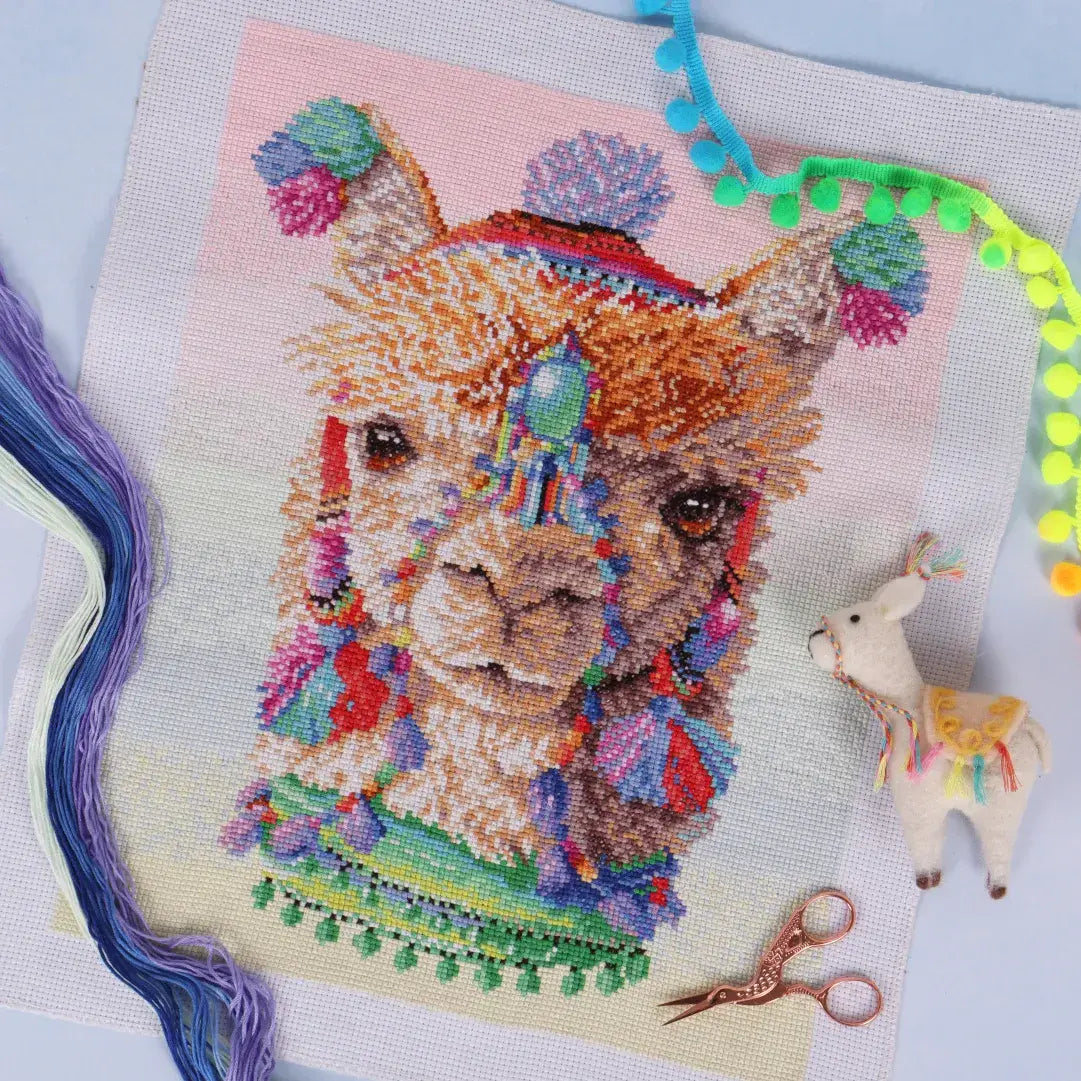 Trimits Printed Cross Stitch Kit - Alpacas 40 x 47cm