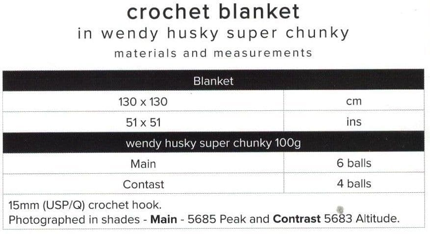 Wendy Husky Super Chunky Crochet Blanket Pattern 6176