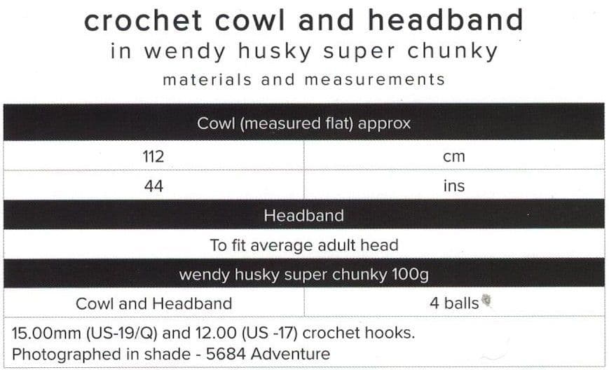 Wendy Husky Super Chunky Crochet Cowl & Headband Pattern 6173