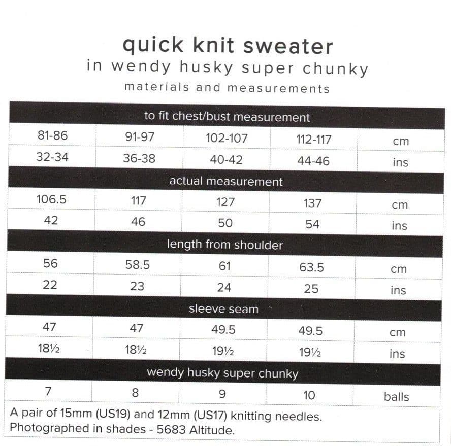 Wendy Husky Super Chunky Sweater Pattern 6169