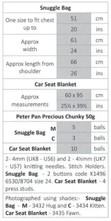 Wendy Peter Pan Precious Chunky Snuggle Bag & Car Seat Blanket Pattern PP1298